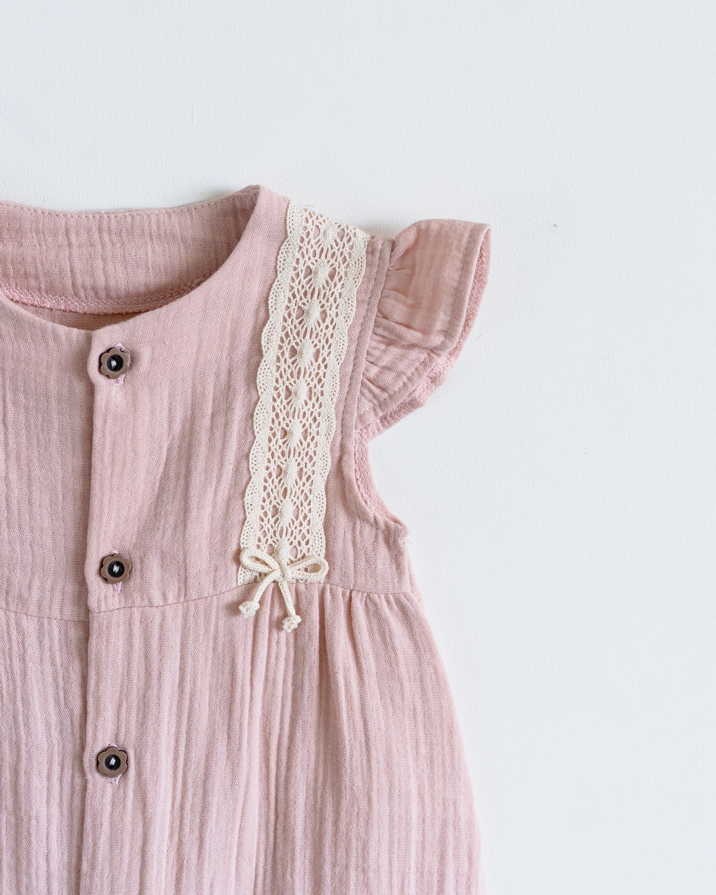 Side-Striped Muslin Romper