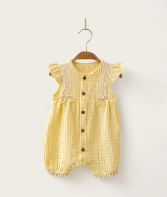 Side-Striped Muslin Romper