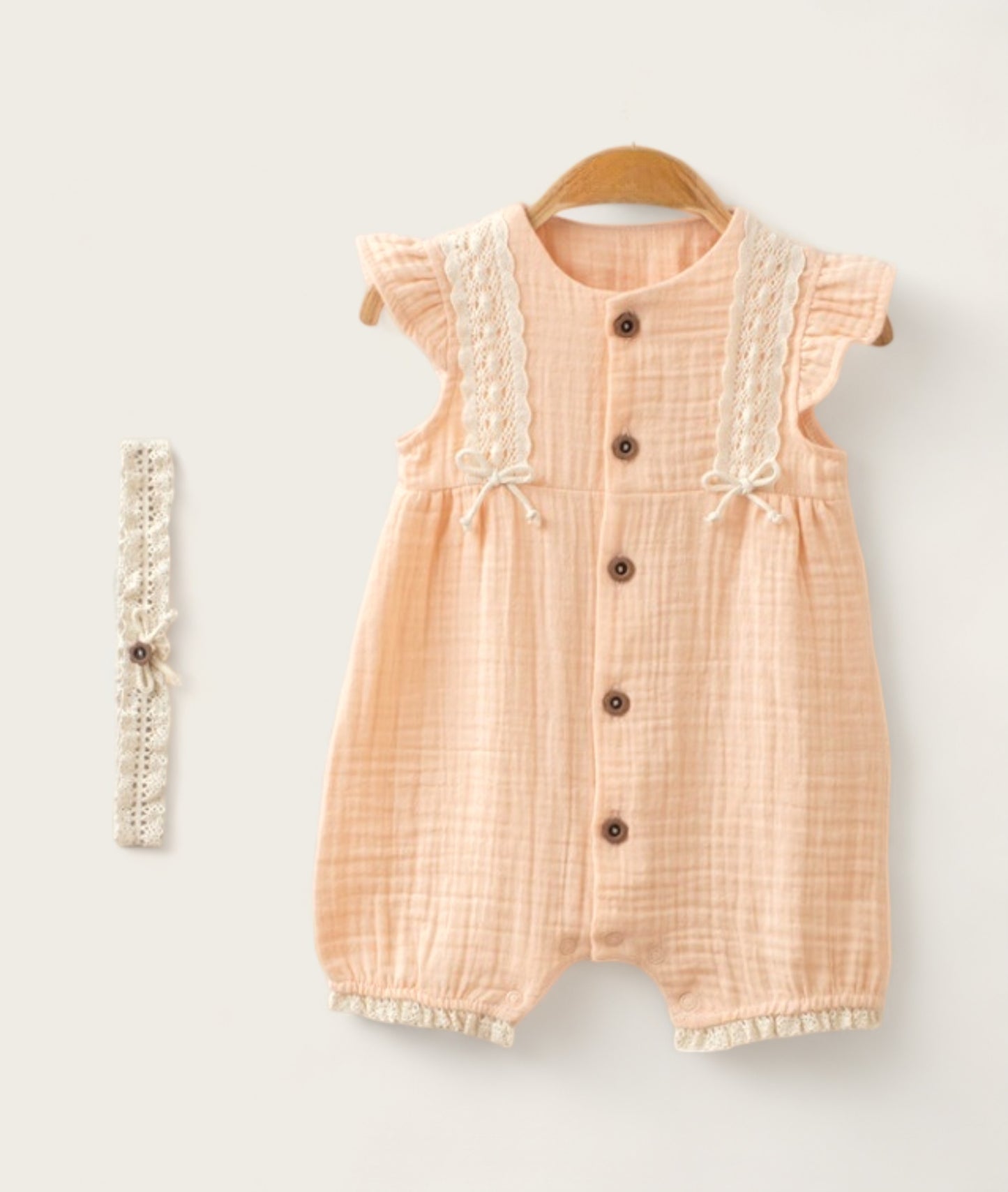 Side-Striped Muslin Romper